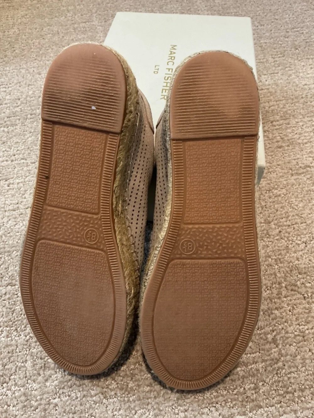 Marc Fisher 8.5 Tan Suede Perforated Platform Espadrilles Sneakers